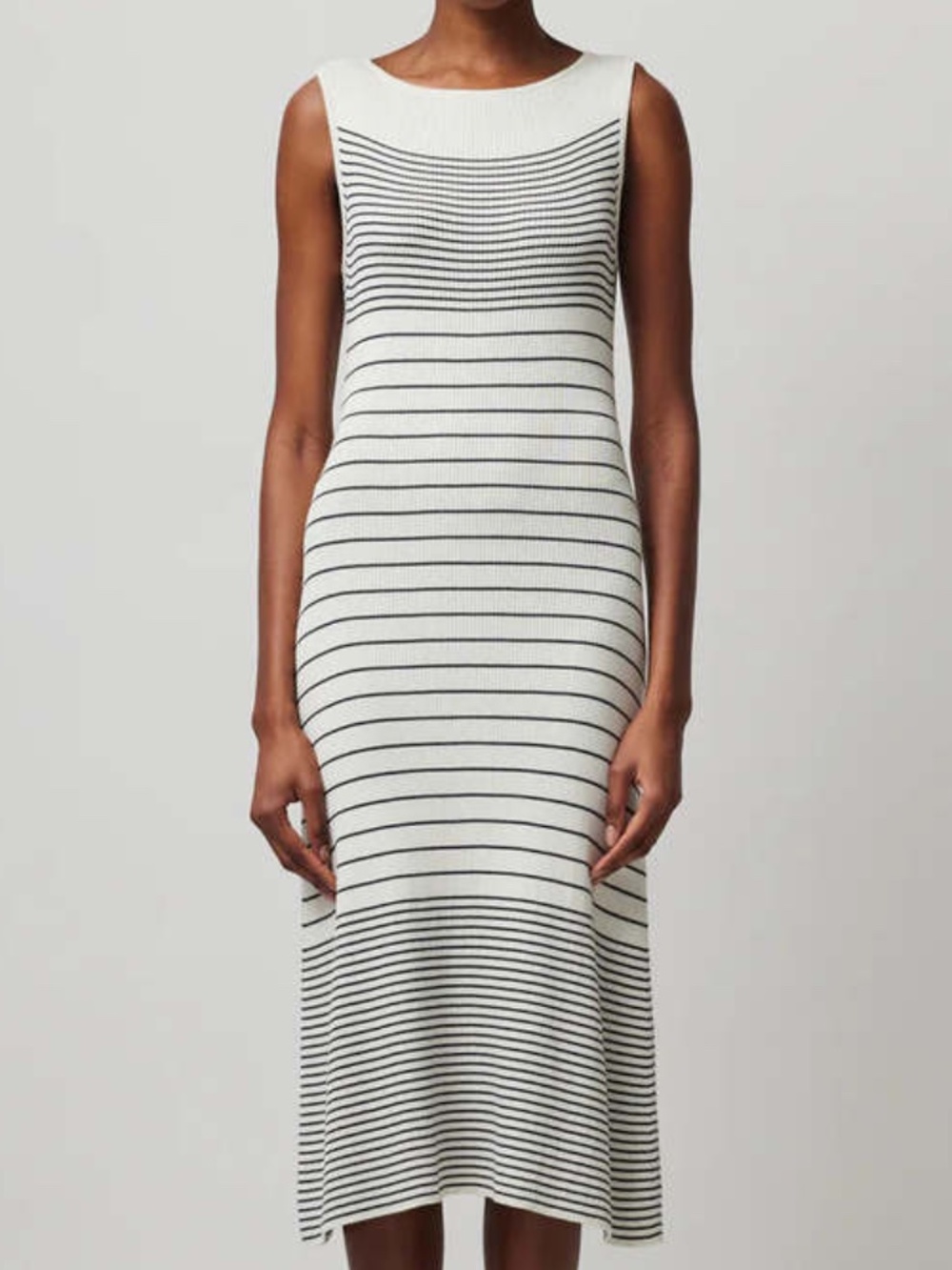 ATM Anthony Thomas Melillo Silk Cotton Blend Mixed Stripe Sleeveless Dress